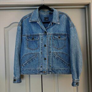 Vintage 90s Liz Wear Denim Jacket | Boxy Utility Jean Jacket | Size M